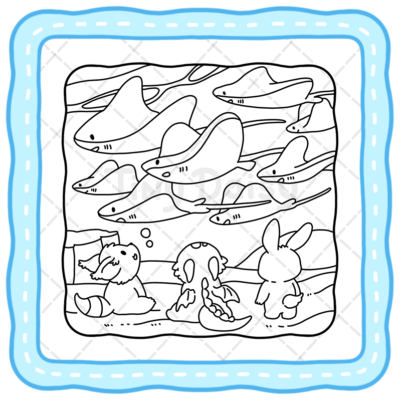 1 Ocean Fuzzy Coloring Book