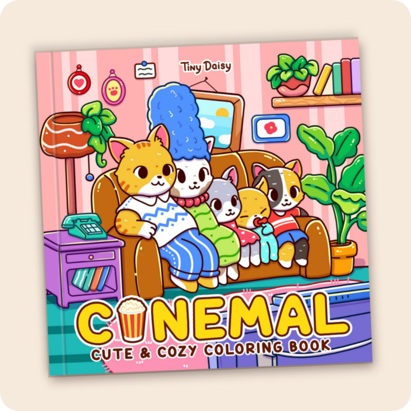 Cinemal - Tiny Daisy Movie Fuzzy Buddies Coloring Book For Adults
