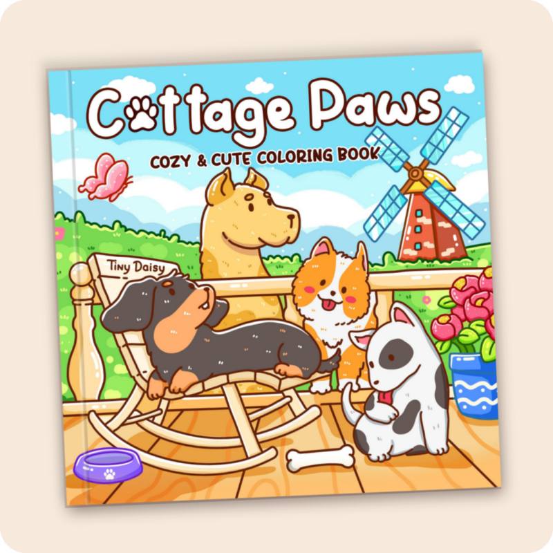 Cottage Paws - Tiny Daisy Cozy and Cute Animals Coloring Book for All Ages