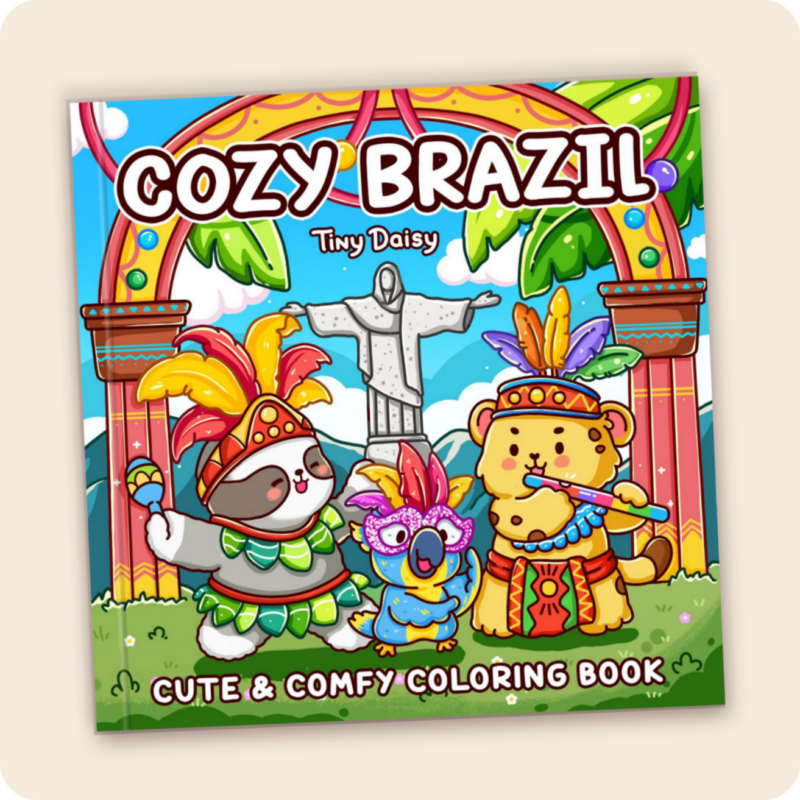 Cozy Brazil - Tiny Daisy Cute and Comfy Brazil Coloring Book for Adults