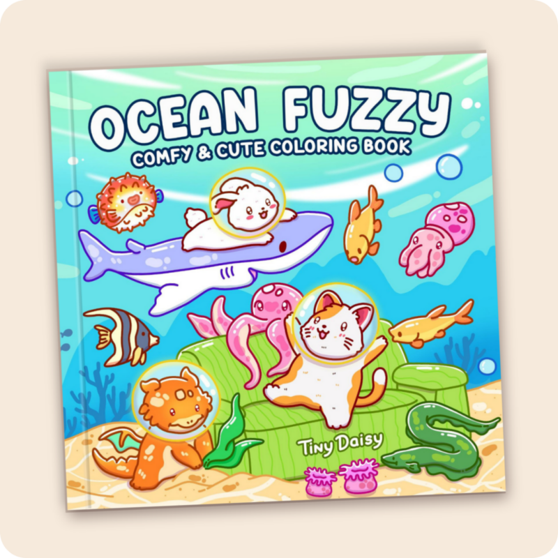 Ocean Fuzzy - Tiny Daisy Ocean Animal Coloring Book for All Ages