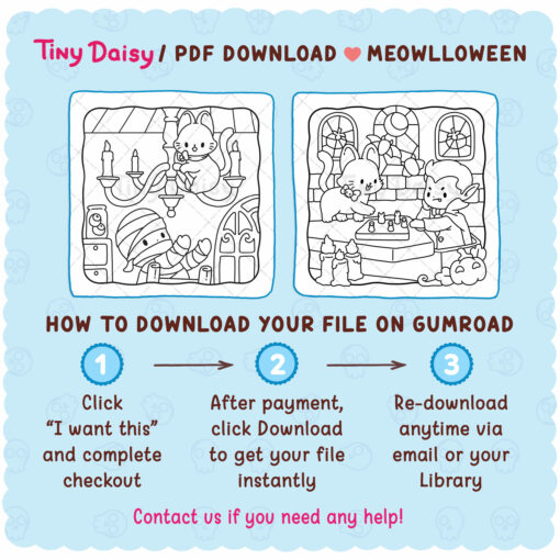 Set 1 : Meowlloween (10 Digital Coloring)