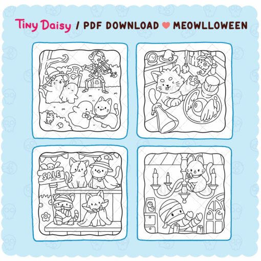 Set 1 : Meowlloween (10 Digital Coloring)