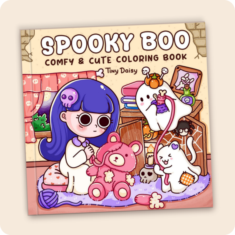 Spooky Boo – Tiny Daisy Ultimate Comfy and Cute Spooky Coloring Book for Adults