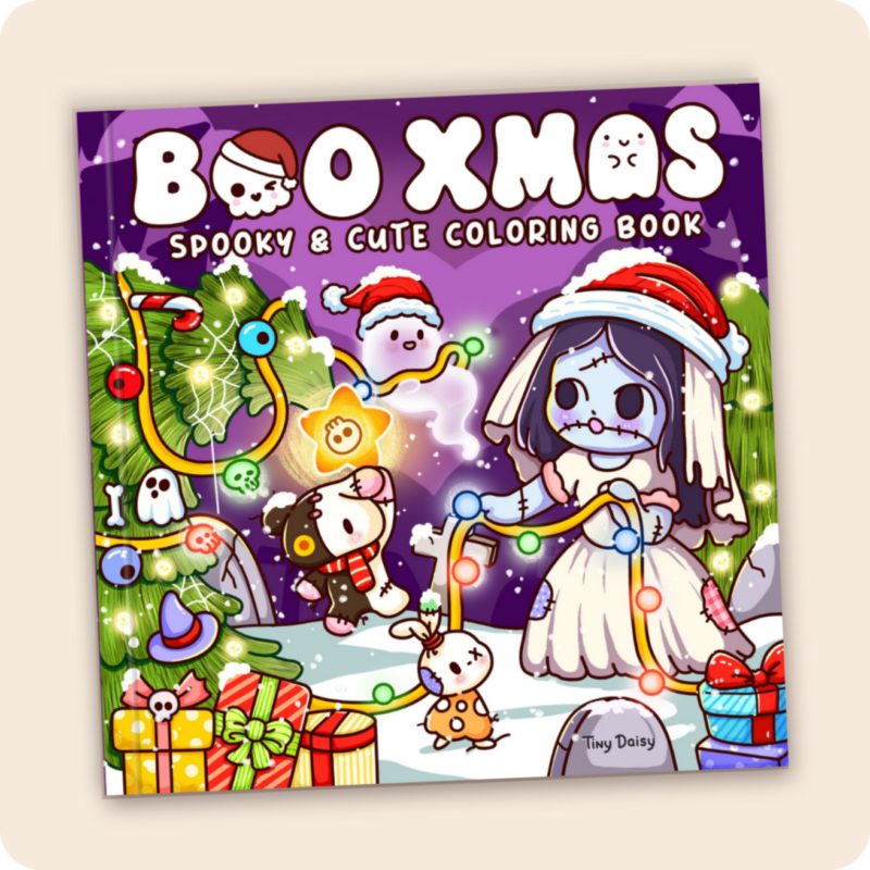 Boo Xmas – Tiny Daisy Amazing Spooky and Cute Christmas Halloween Coloring Book for Adults