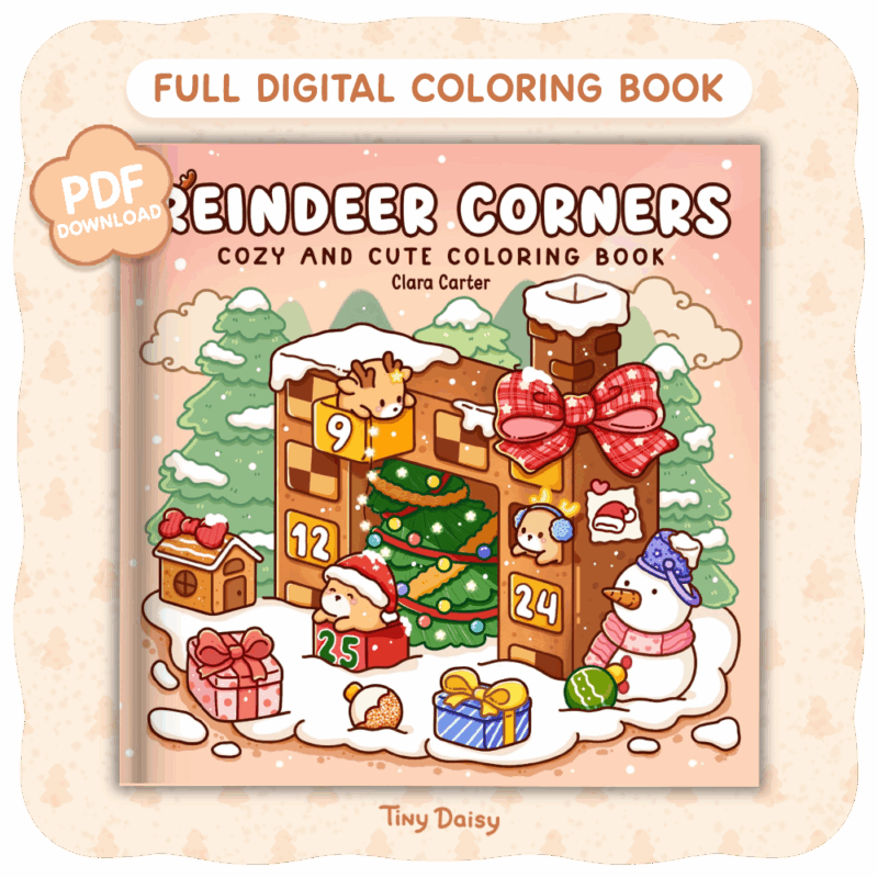Reindeer Corners – Tiny Daisy Cozy & Magical Christmas Coloring Book for Adults and Kids