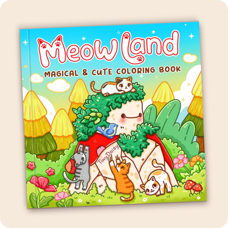 Meowland – Magical & Cute Cats Tiny Daisy Coloring Book for All Ages