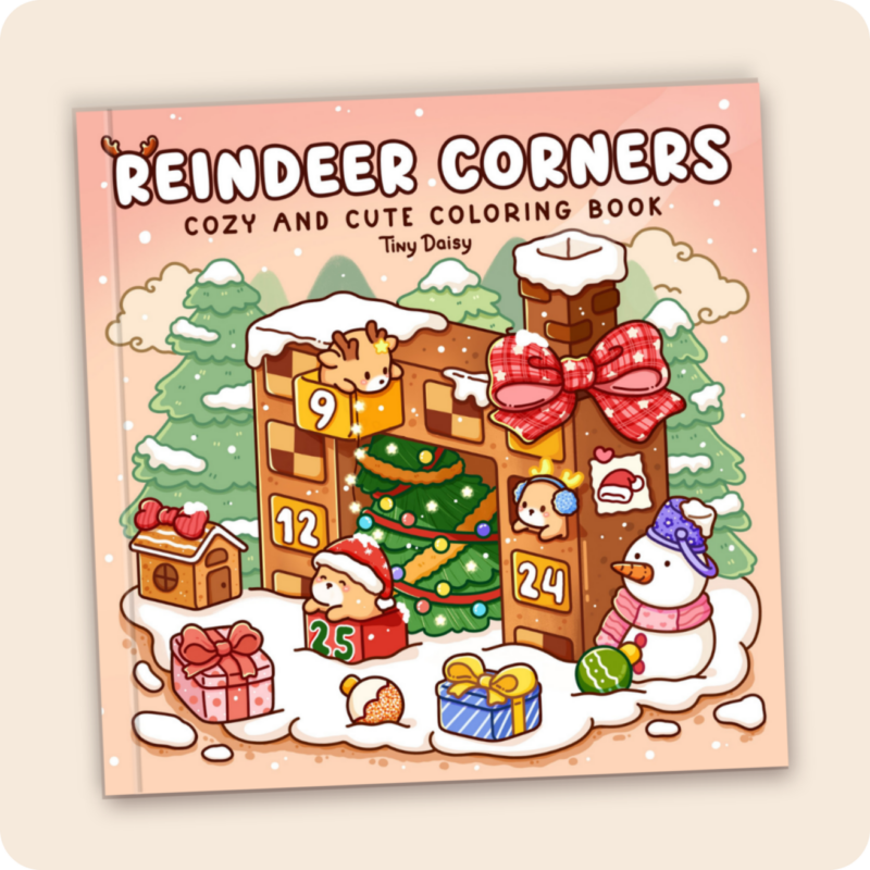 Reindeer Corners – Tiny Daisy Cozy & Magical Christmas Coloring Book for Adults and Kids