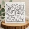 Santa Capybara Sleigh Christmas DIY Colouring Card 3 Santa Capybara Sleigh Christmas DIY Colouring Card