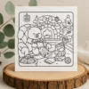 Cosy Bear Fireplace Christmas DIY Colouring Card