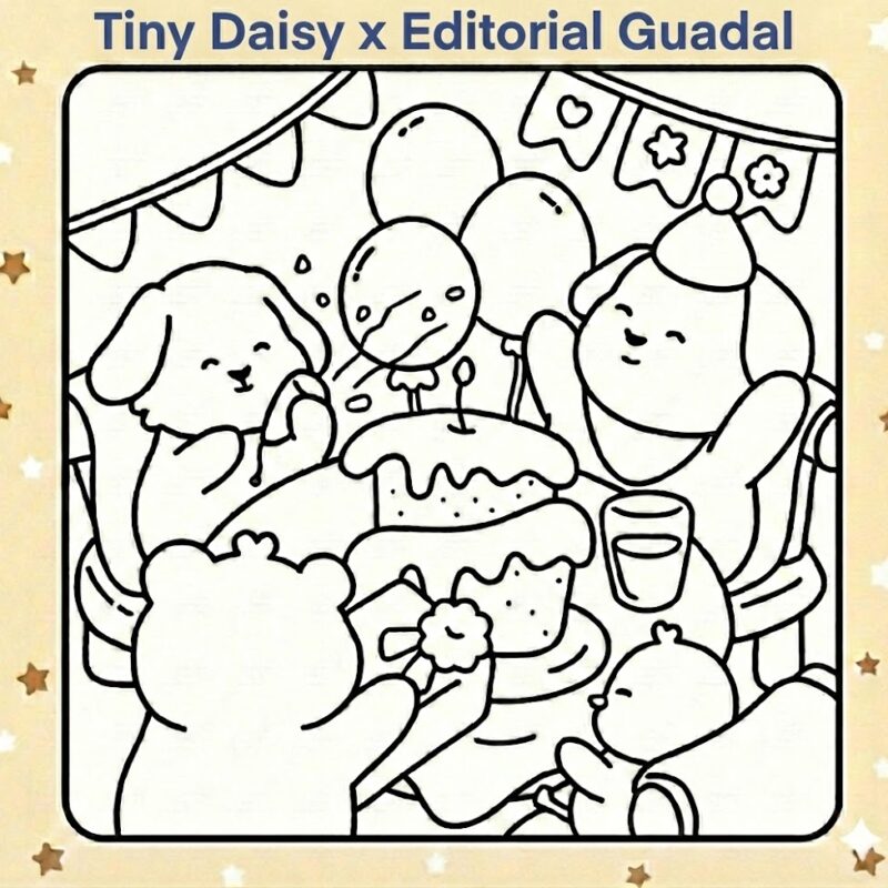 Animal Birthday Party DIY Colouring Card