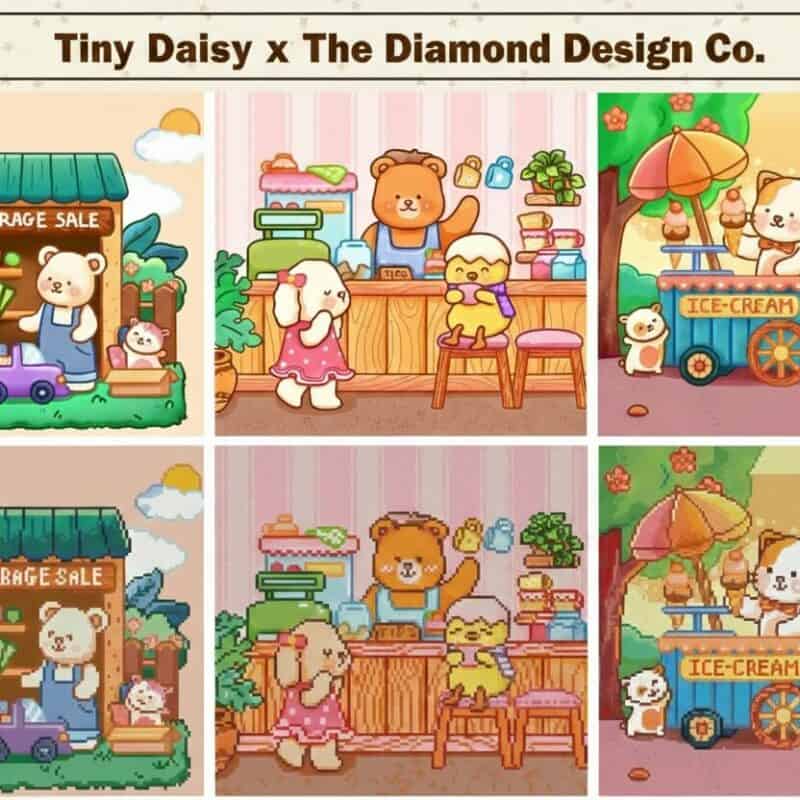 Fuzzy Buddies Shopping mini diamond painting kit