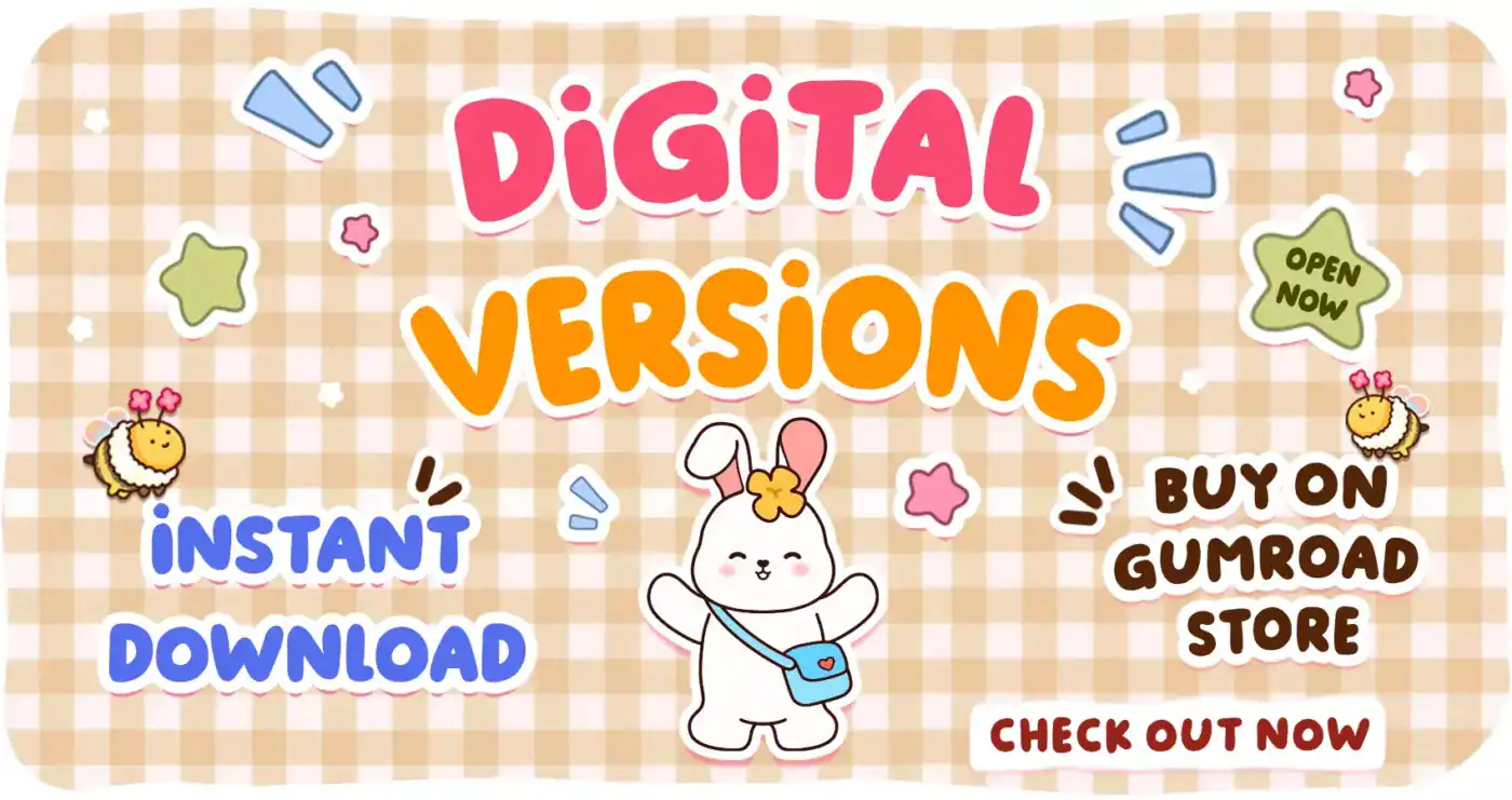 Colorful digital versions of Tiny Daisy characters available for instant download, perfect for kids' activities and educational use. Buy now on Gumroad.