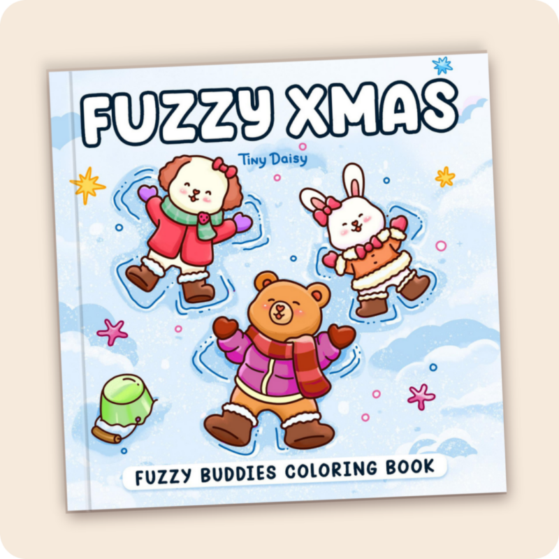 Christmas Fuzzy Buddies – A Fuzzy Buddies Christmas Coloring Book with 40 Festive Pages
