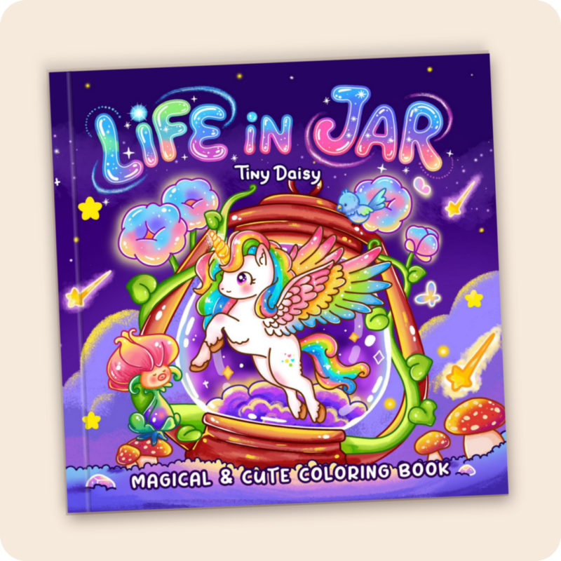 Life in Jar – A Magical & Cute Tiny Daisy Coloring Book for Adults