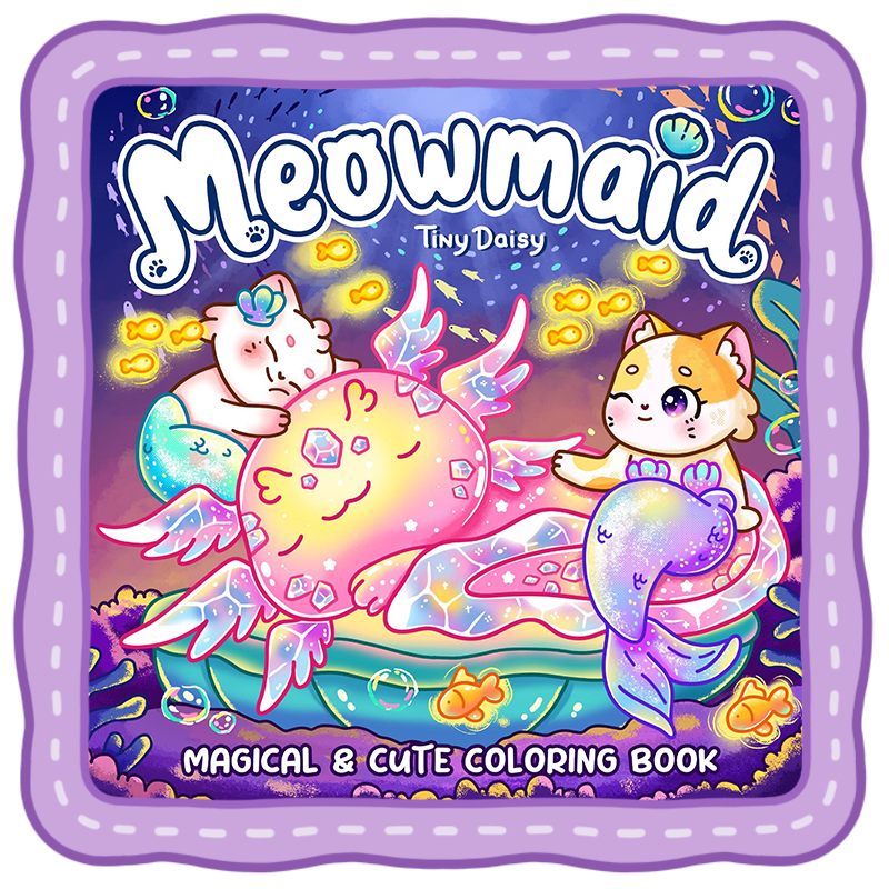 cat mermaid coloring book cover magical ocean theme