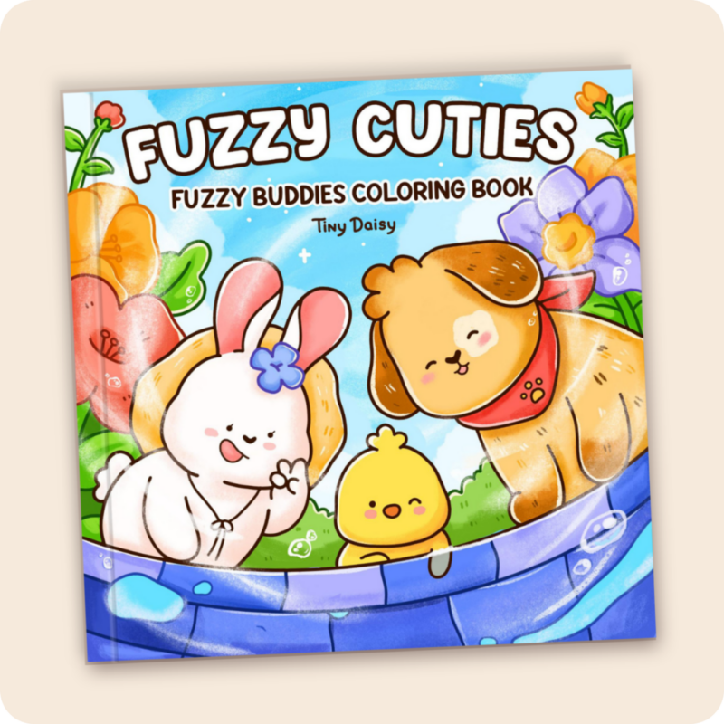Fuzzy Cuties – Fuzzy Buddies Tiny Daisy Coloring Book for All Ages (Tiny Buddies Cover Version 2)