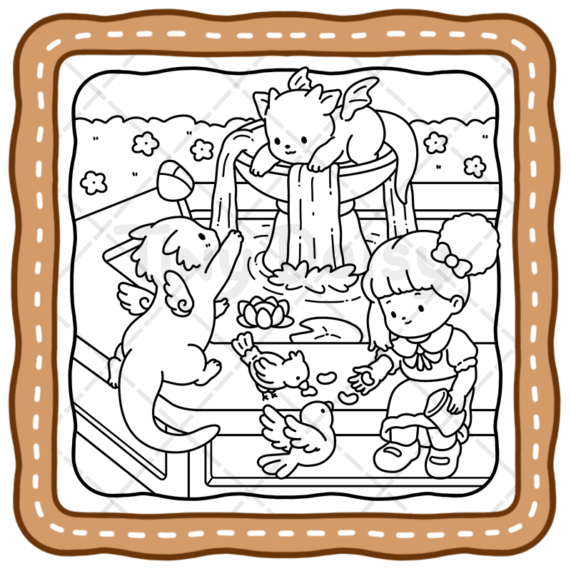 4 Tiny Tales – Cozy Fantasy Story Coloring Book (Cover Version 2: Midnight Dream, Size 8.5 x 8.5 inches)