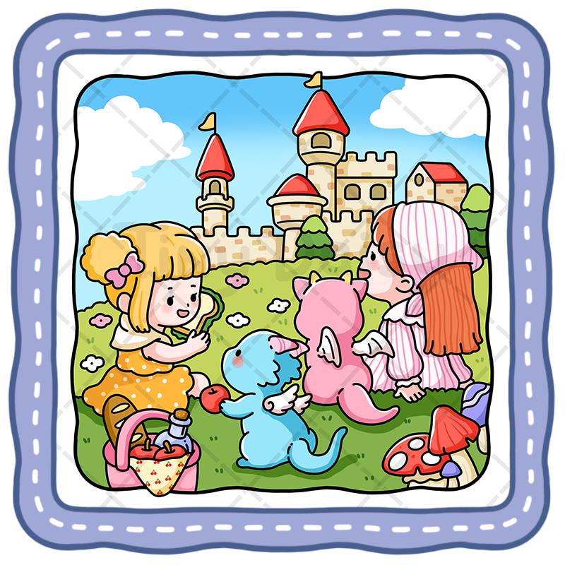 6 Tiny Tales – Cozy Fantasy Story Coloring Book (Cover Version 1: Daylight Magic, Size 8.5 x 8.5 inches)