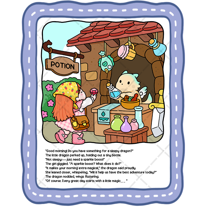 6 Tiny Tales – Fantasy Story Coloring Book (Cover Version 1: Daylight Magic, 8.5 x 11 inches)