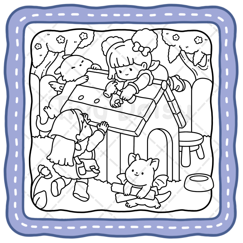 a2 Tiny Tales – Cozy Fantasy Story Coloring Book (Cover Version 1: Daylight Magic, Size 8.5 x 8.5 inches)