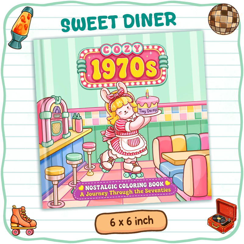 A sweet pocket-sized coloring adventure for anyone who loves retro memories, vintage charm, and cozy moments.